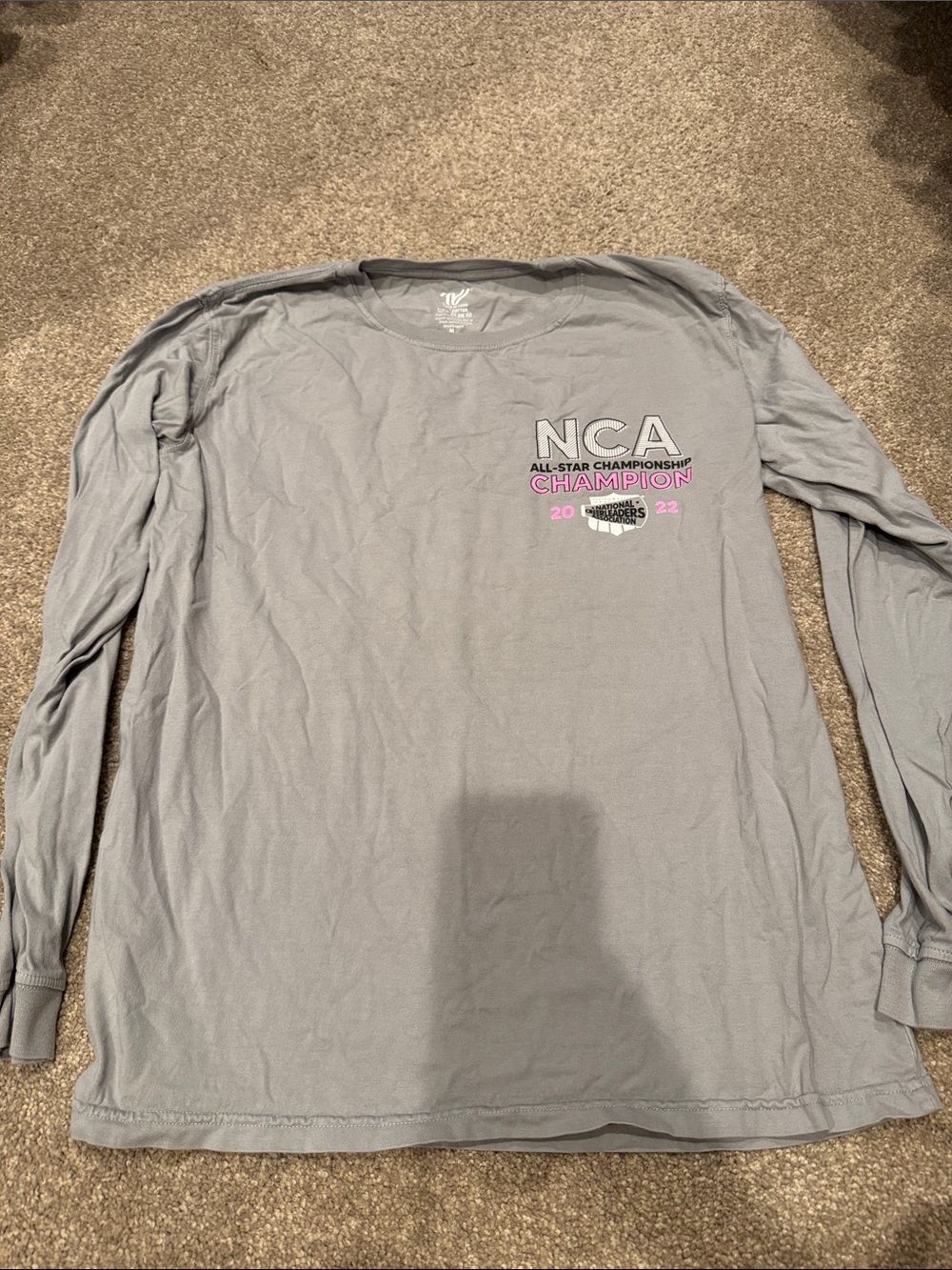 Gray Long-Sleeve NCA Champion Cheer Varsity Graphic Shirt